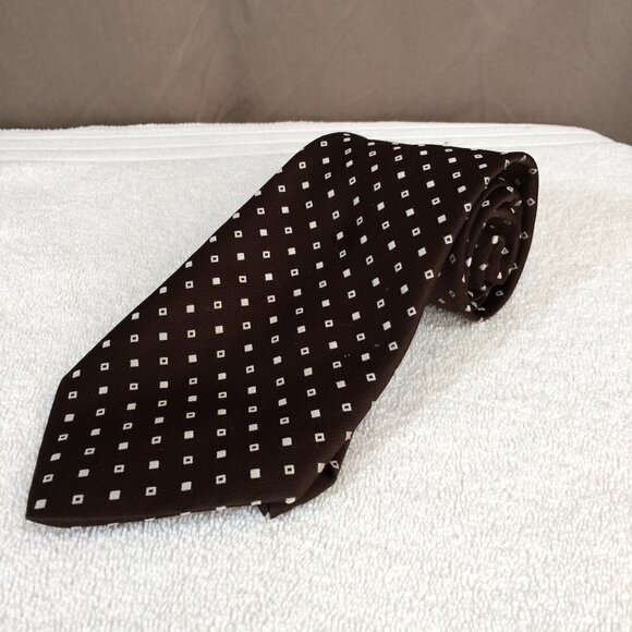 Vintage Mens Tie Prova 1990s WIDE Made in Britain Brown 100% Polyester Necktie - Picture 1 of 3